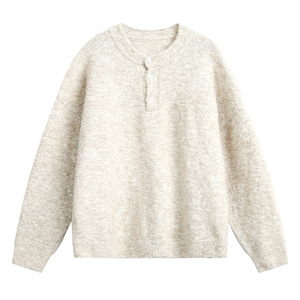 Pull en maille confortable pour homme, style vintage, mélange de laine mérinos, cardigan Henley, anti-plis, respirant, pour l'automne - Product Image 2