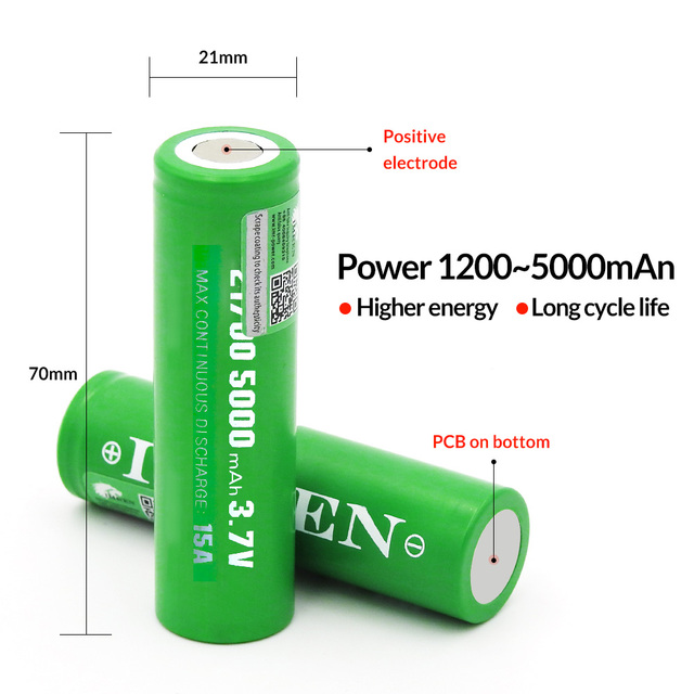 IMREN 5000mAh 3.7V 5000mah Cylindrical Battery Cell 18650/26650 Lithium Iron Phosphate Cell for Ebike/E-Scooter USA Stock