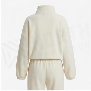 Ensemble polaire 2 pièces North Approach avec fermeture éclair intégrale sur le devant, couleur crème unie, pantalon de survêtement pour femme, vêtements de sport - Product Image 2
