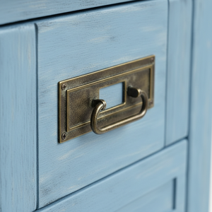 Table basse moderne PKP avec 2 tiroirs, bois d'hévéa blanc, MDF, meubles de salon, durable, garantie 1 an, bleu - Product Image 4