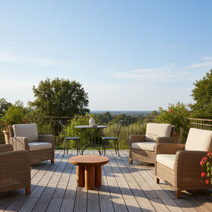 Table basse ronde à 3 pieds cylindriques en bois de Suar naturel, durable et best-seller, au design moderne et élégant pour la maison, le bureau ou la zone lounge. - Product Image 6