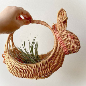Cestas de Pascua excepcionales en forma de conejo, cesta de ratán natural, decoración y almacenamiento para el hogar - Product Image 1