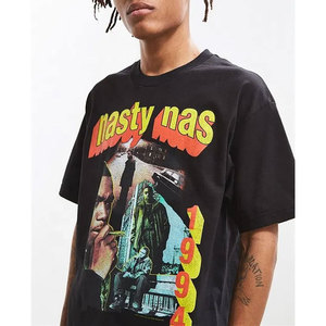 เสื้อยืดคอกลมแขนสั้นสีดำสำหรับผู้ชาย ทรงปกติ ผ้าฝ้าย สไตล์ลำลอง สีพื้น ผ้าเจอร์ซีย์ถัก ล้างสีแบบแอซิดวอช - Product Image 6