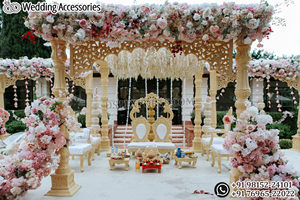 Professional Modern Rajwada Theme Golden <b>Wedding</b> Mandap Fiberglass Customizable Size & Design for USA <b>Weddings</b> - Product Image 5