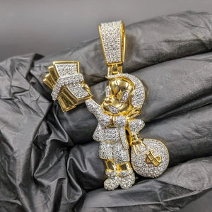 Cartoon Brilliant Cut Pendant VVS Moissanite Colorful Riding Character Necklace Hip Hop Fashion Jewelry Women Men Customizable - Product Image 1