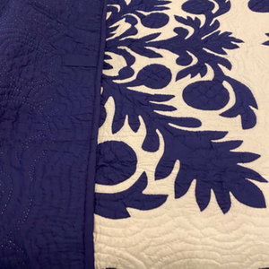 Beautiful Royal Navy Blue Handcrafted Hawaiian Breadfruit (Ulu) <b>Quilt</b> Soft And Durable <b>Quilts</b> Handwoven <b>Quilts</b> For Home <b>Bedding</b> - Product Image 6
