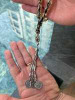 Tasbih en résine écologique peint à la main avec feuille d'or noir, 33 perles, perles de prière islamiques