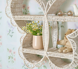 New Design Eco-friendly Handcrafted <b>White</b> Rattan Butterfly Shaped Wall <b>Shelf</b> Suitable for Baby Nursery & Kids Decor - Product Image 6