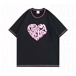 Oversized Men's <b>Black</b> <b>T</b> <b>Shirt</b> Short Sleeve O Neck Streetwear Jersey Knitted Front Print Colorful Letter Pattern Custom Cotton - Product Image 4
