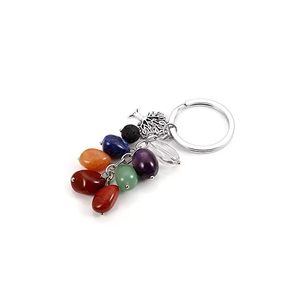 High quality Crystal Keychain 7 Chakra Tumbled <b>hanger</b> <b>Key</b> Chine Natural Stone <b>Key</b> Holder Gifts for Women <b>Key</b> Chain wholesale - Product Image 1