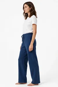 <b>Women</b> Navy Blue Wide Leg Sweatpants High Waist Drawstring <b>Lounge</b> <b>Pants</b> Relaxed Fit Soft Casual Trousers Custom Color Size - Product Image 4