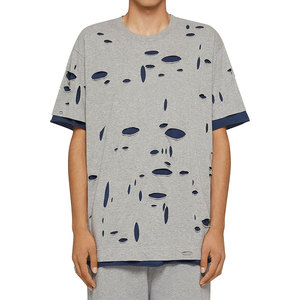 T-shirt uni ample et déchiré pour homme, idéal pour l'été, 100% coton, fabriqué au Pakistan - Product Image 1
