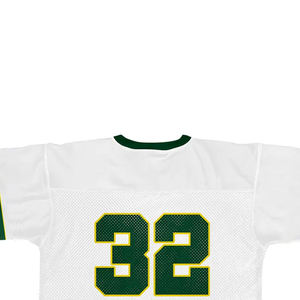 Maillot de football américain personnalisé blanc et vert en mesh, col en V, manches courtes, numéro 32, unisexe adulte, vêtement de sport respirant - Product Image 5