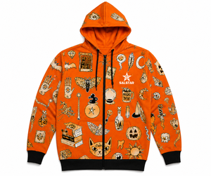 Wholesale <b>Halloween</b> Orange Premium Quality Fabric Sublimation <b>Hoodie</b> Custom Printed Pullover Sweatshirt Private Label OEM ODM - Product Image 1
