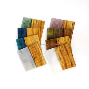 Classic Style Natural Wood and Resin Art Coasters Personalized Customizable <b>Round</b> Stocked SAMI HANDICRAFTS - Product Image 1