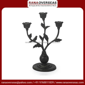 Portavelas de hierro fundido rosa de primera calidad, soporte cónico de 3 brazos para boda, fiesta, hogar y decoración de eventos, disponible en diversos estilos y tamaños - Product Image 3