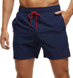 Pantalones Cortos de Natación para Hombre 2026 al por Mayor, Azules Sólidos, de Secado Rápido, con Cordón en la Cintura y Bolsillos Laterales, de Poliéster Tejido Casual de Longitud Corta - Product Image 4