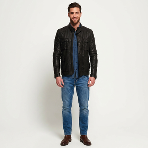 Luxury Men's Shearling <b>Leather</b> Varsity <b>Jacket</b> Hooded Premium Quality Waterproof Breathable 320g Fabric Weight for Ultimate - Product Image 1