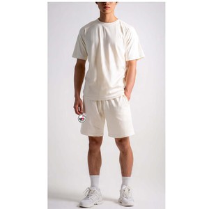 Wholesale Mens Olive Green Crew Neck <b>T</b>-<b>Shirt</b> And Shorts Set Solid Color Quick Dry Knitted Fabric Casual Summer Wear Eco-Friendly - Product Image 4