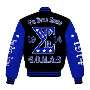 Veste universitaire OEM 2026 Beta Sigma, bleu et blanc, avec patchs chenille, style classique, pour la fraternité Greek Life - Product Image 2