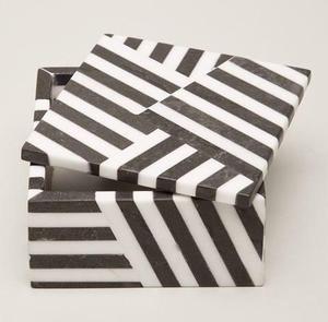 Luxury Handmade Black and White Geometric Resin Jewelry <b>Box</b> Decorative Square Keepsake Storage <b>Box</b> Custom <b>Trinket</b> Organizer - Product Image 4