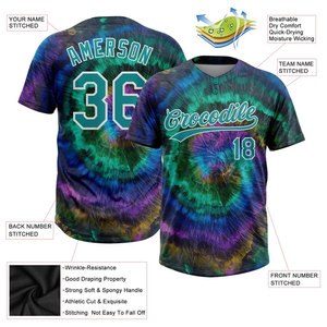 Maillot de baseball personnalisé tie-dye, sublimé, col en V, manches courtes, unisexe, pour équipe de softball - Product Image 3