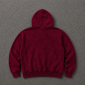Sudadera con Capucha para Hombre, Color Granate, Estilo Hip Hop, Oversize, de Algodón French Terry, con Estampado, Bolsillo Frontal, Corte Regular, para Otoño, Estilo Vintage - Product Image 6