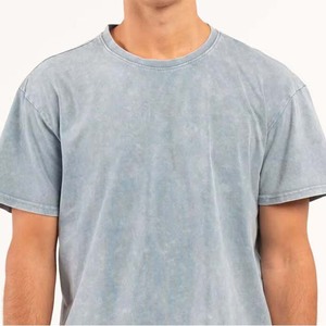T-shirt décontracté pour homme en jersey de coton lavé, bleu clair, à manches courtes, col rond, coupe classique - Product Image 6