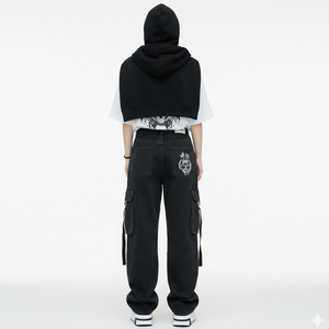 Women Eco-Friendly Streetwear Two-Piece Set Crop Top & Loose Fit Jogger <b>Pants</b> Character Print Laser Printed Spandex/Polyester - Product Image 6
