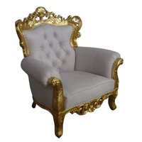 Canapé de style français une place en bois d'acajou, mobilier de style baroque, fauteuil rembourré en feuille d'or pour salon