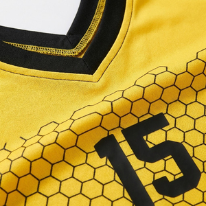 ชุดเสื้อฟุตบอลคอวีสีเหลืองสำหรับผู้ชาย แขนสั้น พิมพ์ลายหมายเลขทีม 15 ระบายเหงื่อได้ดี ใส่ได้ทุกฤดู ชุดยูนิฟอร์มสำหรับผู้ใหญ่ - Product Image 6