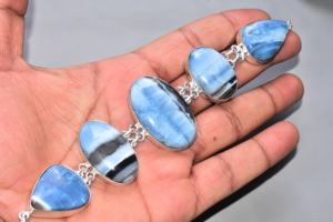 Premium Grade Blue <b>Opal</b> <b>Bracelet</b> Silver Plated Blue <b>Opal</b> <b>Bracelets</b> Jewelry - Product Image 3