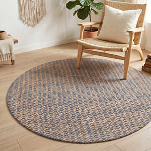 Terracotta Vintage Printed Braided Jute Square <b>Rug</b> for Bohemian Living Room <b>Rustic</b> & Mediterranean Home - Product Image 4