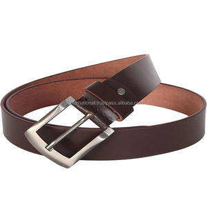 Cinturón informal de cuero de moda para hombre marrón hecho a medida con hebilla de aleación, hebilla de zinc, cinturones de cuero originales para hombre a bajo precio - Product Image 4