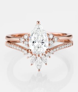 18K Gold Plated 925 Sterling Silver Pear Cut Bridal Moissanite Engagement Wedding <b>Ring</b> <b>Dainty</b> Jewelry for Women - Product Image 1