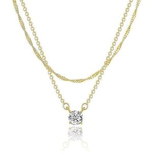 Collane Delicate e Semplici Placcate in Oro 14k/Argento con Cristalli (Zirconia Cubica) alla Moda per Donne - Regali Trendy - Product Image 1