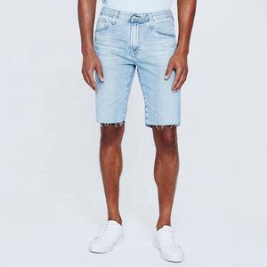 Pantalones Cortos de Mezclilla para Hombre, Lavado Oscuro, Corte Recto, Cintura Media, Casuales, para Verano, Tejido de Algodón, con Bolsillos - Product Image 1