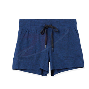 Shorts de Cintura Alta para Mujer, Tejidos en Algodón y Elastano, Color Azul, Casuales, Transpirables, con Bolsillos, con Cordón Ajustable, Venta al Por Mayor - Product Image 4