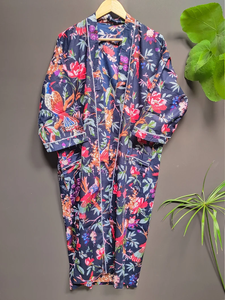Bata Kimono con Estampado de Dibujos Animados para Mujer, de Algodón Suave y Transpirable, Camisón de Verano Hecho a Mano, ODM, Cuello en V, Cintura Elástica, Largo Completo/Hasta la Rodilla - Product Image 2