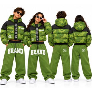 Wholesale Kids Puffer <b>Jacket</b> Pants Set Pink <b>Camo</b> Winter 2 Piece Tracksuit Boys Girls Hooded Warm Streetwear Outfit OEM - Product Image 4