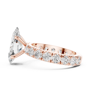 Bague de fiançailles pour femme en or blanc avec diamant taille triangle, sertissage pavé, style classique - Product Image 5
