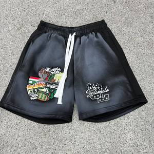 High Quality <b>Mens</b> Custom Print Cotton Blend Athletic <b>Shorts</b> Drawstring Casual Sportwear Breathable Polyester Front Logo - Product Image 4