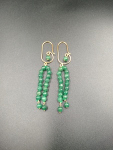 Boucles d'oreilles pendantes à pampilles en pierre naturelle verte plaquées or avec serti clos et fermoir hameçon pour femme, cadeau de fête - Product Image 6