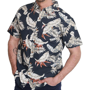 Chemise d'été pour homme en polyester/coton respirant, imprimé floral, manches courtes, style hawaïen, vêtements de plage d'été - Product Image 5
