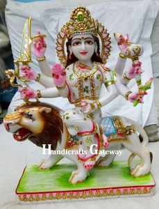รูปปั้นหินอ่อนสีขาว Durga ทำด้วยมือหินอ่อนสีขาว - Product Image 2