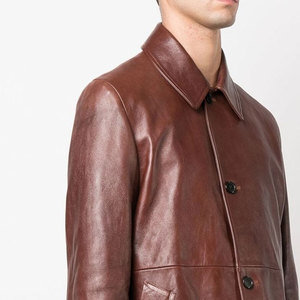 Chemise en cuir décontractée pour homme fabriquée en usine, col rabattu, manches longues, fermeture à bouton unique, coupe décontractée, respirante, écologique - Product Image 5