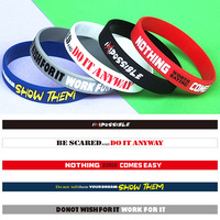 Bracelets promotionnels en silicone personnalisés avec logo, inspirés par l'inspiration, pour adultes, gravés et remplis d'encre