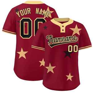 Maillot de softball personnalisé noir et bordeaux pour homme, manches courtes, impression sublimée, respirant, nom de l'équipe personnalisé, design étoiles, coupe classique - Product Image 4