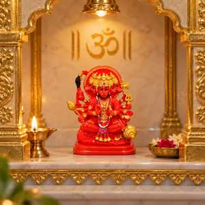 Panchmukhi Hanuman Red Resin hanuman Sculpture Hand Painted Hindu God Statue Tabletop Home <b>Decor</b> car <b>decore</b> - Product Image 3