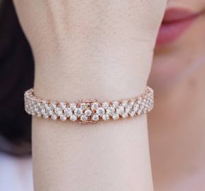 Bracelet élégant en argent sterling avec double rangée de diamants de laboratoire, bijoux de luxe étincelants pour femmes, cadeau de mariage - Product Image 4